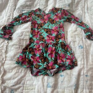 Bums and Roses Floral Butterfly 6-12 months One Piece w/headband